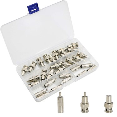 Zovfam BNC to RCA Adapter Connectors Kit with 10 Pcs Male BNC to Female RCA, 10 Pcs BNC Female to RCA Male and 10Pcs Male BNC to Male RCA Coaxial Cable Connectors Assortment Kit