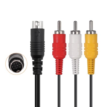 AV Cable for Genesis 2 3, Standard AV Cable RCA Connection Cord Compatible with Sega Genesis 2 &amp; 3, 1.8M/6FT Composite 3 RCA Gold-Plated TV Display 32x 9 Pin Plug
