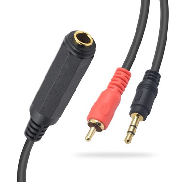 Poyiccot RCA to 1/4 inch Female Adapter, 1/4" Female to 1/8" Male Adapter, 6.35mm TRS Female to 3.5mm Male &amp; RCA Male Splitter Stereo Audio Multi Plug Cable for Headphone, Amplifiers, Guitar, 1.5ft