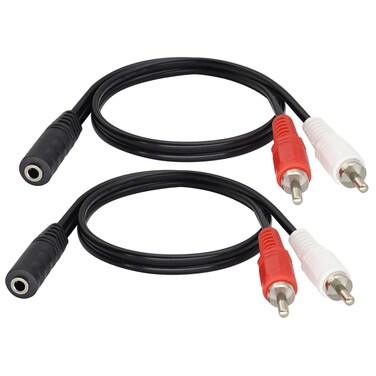 HCFeng 3.5 Jack to 2 RCA Audio Cable 3.5mm Female to 2 RCA Male Stereo Audio Y Cable Adapter Compatible for TV,Smartphones, DVD MP3, Tablets, Speakers,Home Theater[40cm/1.3ft-2Pack]