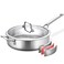 Yeksum Tri-Ply Stainless Steel Saute Pan 7 Quarts, 12 Inch Deep Frying Pan with Lids, 3-layer Saute Pan Large Skillet with Stay Cool Handle, Saute Pan with Lid, Induction Pan, Works on All Cooktops