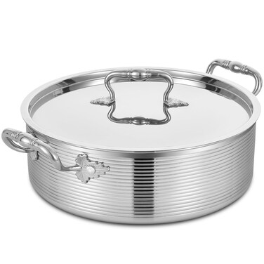 Inqibee Tri-Ply Stainless 8 QT Saut&Atilde;&copy; Pan with Steel Lid, 13 Inch Induction Deep Frying Pan, Braiser Pan,Large Skillet, Jumbo Cooker, Heavy Duty,Dishwasher and Oven Safe.