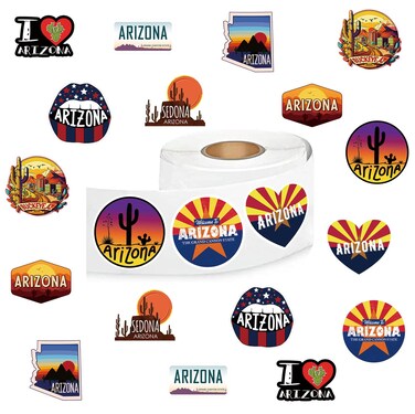 500Pcs America Arizona Stickers, Aesthetics Flag 1 Inch Labels with 10 Patterns Decal Rolls Self Adhesive Seals for Scrapbooking Cards Envelopes&iuml;&frac14;&OElig;for Kids Teens Adults for Party Supply Reward&acirc;&euro;&brvbar;