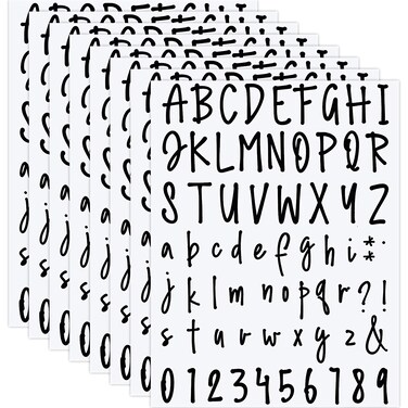 552 Pieces 8 Sheets Letter Stickers Self Adhesive Number Alphabet Vinyl Stickers Cursive Mailbox Numbers Labels Decals for Scrapbooking DIY Crafts Art Making Window Door Sign(1 Inch,Black)