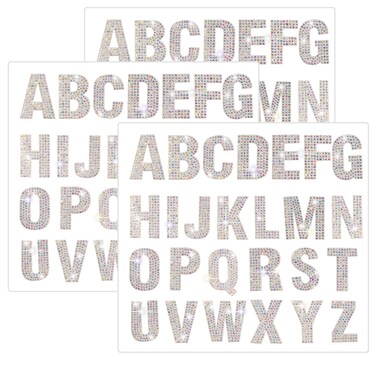 PRATIQUE Glitter Rhinestone Alphabet Letter Stickers, 78 Pcs Letters Self-Adhesive Stickers for DIY Art and Craft (AB color)