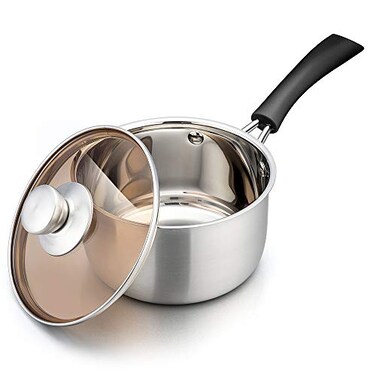 TeamFar Saucepan with Lid, 2 qt Sauce Cooking Pot Milk Pan Stainless Steel, Professional with Long Heatproof Handle for Home Kitchen Restaurant, Healthy &amp; Non Toxic, Multi-use &amp; Dishwasher Safe