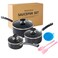 HooJay Nonstick Saucepan with Lid, Non Stick 1Qt &amp; 2Qt &amp; 3Qt Sauce Pan Set with Silicone Handle,Small Milk Pot with Glass Lid for Home Kitchen,Black