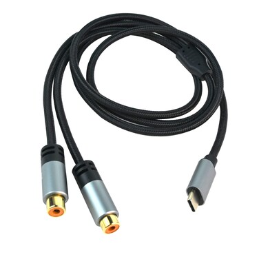 RIIEYOCA USB C to 2 RCA Cable,Type-C Male to 2 RCA Female Jack Stereo Audio Cable Y Adapter Cable for Car Stereo, Phone, Tablet, Car Stereo, Speaker, DVD(3.3Feet/1M,Grey)