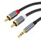 BORLTER CLAMP 3.5mm Audio to RAC Lotus Cable, 3.3FT RCA Male to Aux Audio Adapter HiFi Sound Headphone, Audio Jack Adapter Suitable for Car Mobile Phone,Speaker MP3 Tablet HDTV, Black