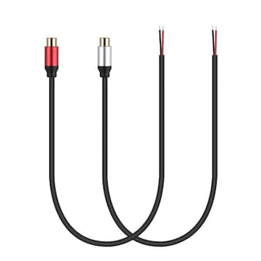 sovunis 2Packs Speaker Wire RCA Audio Both Female Plug Jack Connector Adapter to Bare Wire Open End Pigtail Audio Video Lotus Plug Repair Cable for Amplifier, Receiver, Speakers, etc.