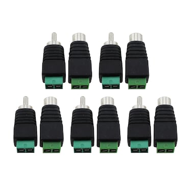 RLECS 10PCS Video Connector Adaptor RCA Header Solderless Audio Header Black AV Audio Male and Female Plug 37MM/1.46Inch for Speaker Cable to RCA Adaptor