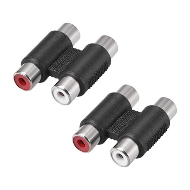 uxcell RCA 2 Female to 2 Female Connector Stereo Video Cable Adapter Coupler Black 2Pcs