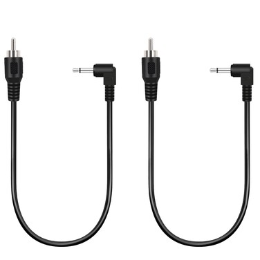 Bolvek 2 Pack 1ft RCA Male to 3.5mm 1/8 inch 90 Degree Right Angle Monaural Mono Male Plug Jack Connector Audio Converter Cable for Pre-Amp Subwoofer Soundbar Speakers