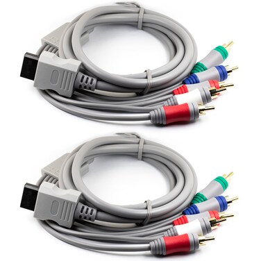 jujinglobal 2pcs 6FT Component HD AV Cable to HDTV-EDTV (High Definition 480p) RCA Audio AV Cord for Wii and Wii U