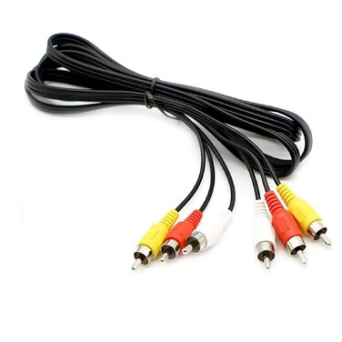 Fteysak 3 Male to 3 Male RCA Audio and Video AV Composite Cable Universal Wire PVC Black Flexible Wire 6 pins (1.5m)