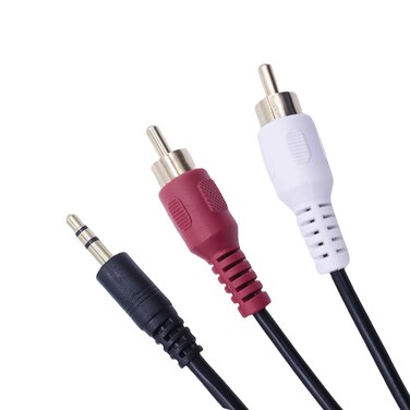 Wohome 2X RCA to 3.5mm Aux Audio Cable Male to Male, for Turntable, Soundbar, DVD, TV, Active Speakers(Black, 4 Feet/1.2 m)