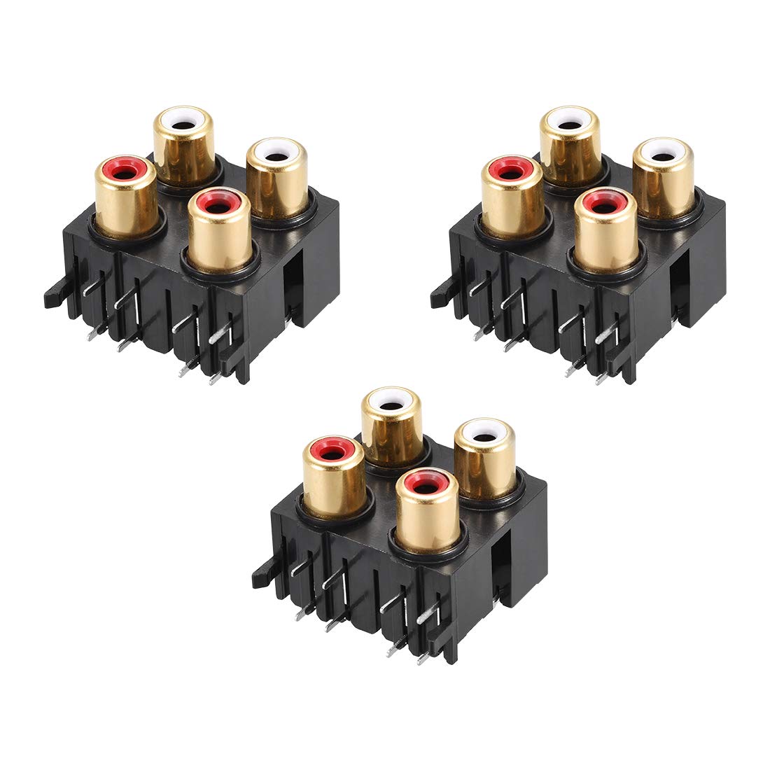 يو إكس سيل Uxcell Concentric Outlet 4 Rca Female Jack 8-pin Connector Socket Panel Mount