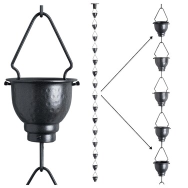 THE ASCENT MEMORIAL Aluminum Premium Rain Chain for Gutter - Rust Proof Long Lasting Rain Chain with Bonus Gutter Adaptor and Clip Installer - 8.5 Feet Length Rain Chain Downspout