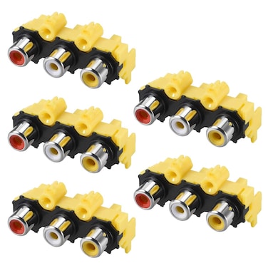 uxcell PCB Panel Mount Triple RCA Socket Female Jack Video AV Connector Red White Yellow 5Pcs