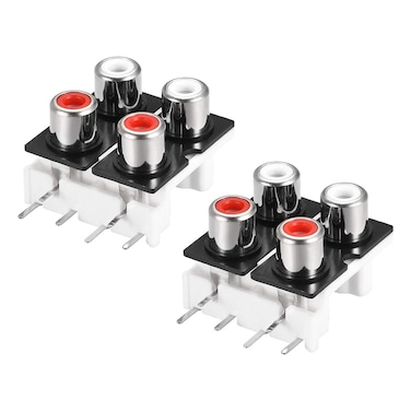 uxcell AV Concentric Outlet 4 RCA Female Jack 6-Pin Connector Socket Panel Mount 2pcs