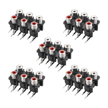 uxcell AV Concentric Outlet 6 RCA Female Jack 9-Pin Connector Socket Panel Mount 5pcs