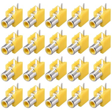 uxcell PCB Panel Mount Single RCA Socket Female Jack Video AV Connector Yelow 20Pcs