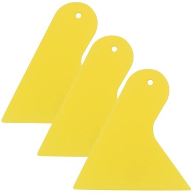 Plastic Putty Knife, 3 PCS 4 Inch Scraper Tool, Flexible Spackle Spreader Smoothing Tool for Paint, Wall Paper Treatment, Windshield, Drywall, Decals, Patching, Painting, Yellow