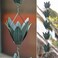 Retrome Rain Chains - 8.5 FT Rain Chains for Gutters Downspouts - Outside Leafy Flowers Cups Rain Chain - Antique Blue