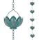 DUSVALLY Rain Chains, 8.5 FT Blue Lotus Shaped Rain Chain for Gutter Downspouts Eave Outdoor Garden