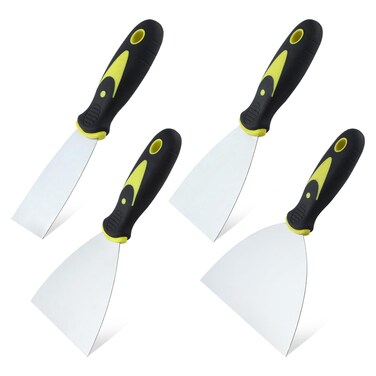 LEONTOOL 4 Pack Putty Knife Scraper Tool 1.5" 3" 4" 6" Stainless Steel Paint Scraper Spackle Knife Set for Repairing Drywall, Removing Wallpaper, Mud, Plaster Scraping, Drywall Tools Taping Knife Tool