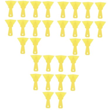 DOITOOL 30 Pcs Paint Spatula Plastic Scraper Blades Putty Scrapers Paint Scrapers Tool for 90 Degree inside Corner Knives Stucco Paint Remover Applique Yellow Thick Section
