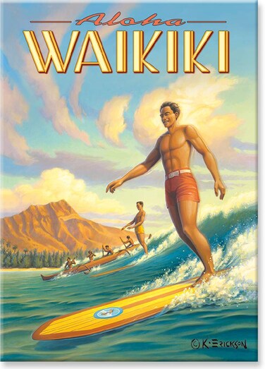 Pacifica Island Art Refrigerator Magnet - Aloha Waikiki by Kerne Erickson