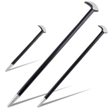 LEONTOOL 3PCS Rolling Head Pry Bar Set Heavy Duty Indexing Pry Bar Set for Automotive Machinery Aligning &amp; Prying, 6 Inch 12 Inch 16 Inch Automotive Pry Bars Hand Tool Pry Tool, Carbon Steel