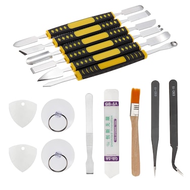 HARFINGTON 15pcs Pry Bar Metal Pry Bar Set, Stainless Steel Mini Pry Bar Disassemble Tools Kit for Screen Glue Removal