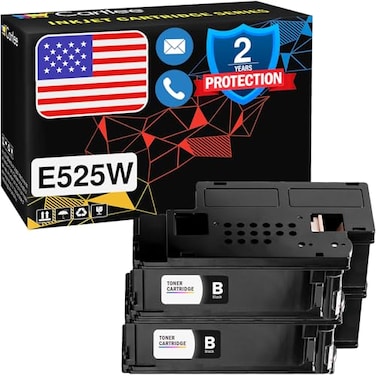 Cartlee Compatible Toner Cartridges Replacement for Dell E525W E525DW 525W 525DW 525 DPV4T H3M8P Color High Yield Laser Printers Ink (2 Black)