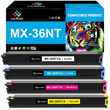LeciRoba MX-36NT Toner Cartridge Replacement for Sharp MX-36 MX-36NTBA MX-36NTCA MX-36NTMA MX-36NTYA for Sharp MX-2610N 2615N 2640N 3110N 3140N 2615NC 2648NC Printer Toner Cartridges Set (4 Pack)