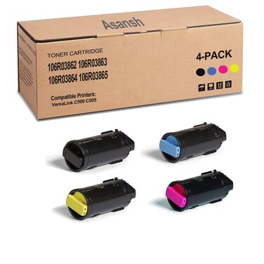 ASANSH Remanufactured 4PK 106R03862 106R03863 106R03864 106R03865 Toner Cartridge for C500 C505 Toner Cartridge Use with VersaLink C500 C505 C500DN C500N C505S C505X Printer