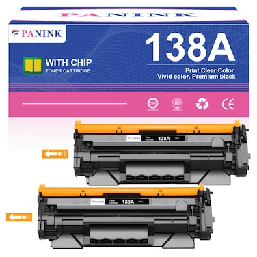 PANINK 138A Black Toner Cartridge Replacement for HP 138A W1380A 138X W1380X Black Toner Cartridge Compatible with HP Pro 3001dw 3001fdw MFP 3101fdw Printer(2 Pack,with Chip)