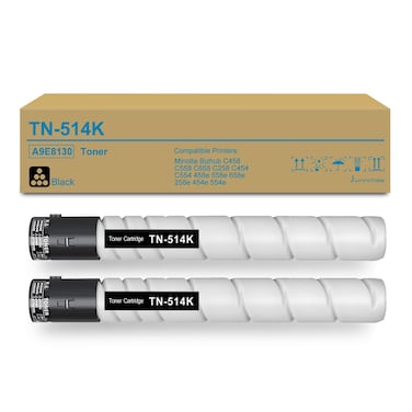 Junnchee TN514 TN-514 Black Toner Cartridge Replacement for Konica Minolta TN514K Bizhub C458 C558 C658 Printer (2-Pack, Black)