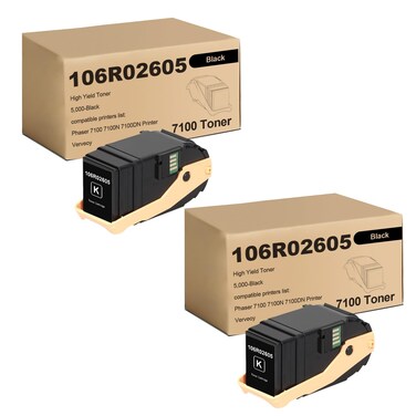 Phaser 7100 106R02605 Black High Capacity Toner Cartridge 2-Pack Replacement for Xerox 106R02605 Black Toner Cartridge for Phaser 7100 7100DN 7100N Printer 5,000 Pages (2-Pack, 106R02605)