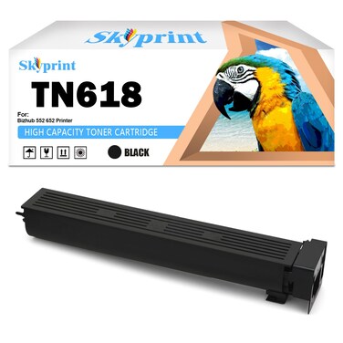 TN-618 TN618 Toner Black Toner Cartridge 37,500 Pages Replacement for Konica Minolta Bizhub 552, Bizhub 652 Printer A0TM132
