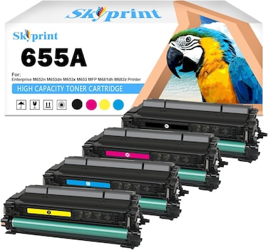 655A Toner Cartridge Compatible HP 655A Toner CF450A CF451A CF452A CF453A for HP Enterprise M652 M652n M653 M653dn M653x M653 MFP M681dh M682z Printer. Black Cyan Magenta Yellow