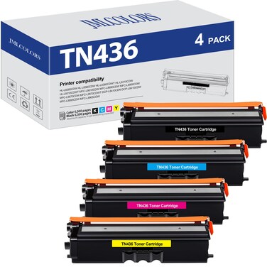 TN436 Toner Cartridges Compatible for Brother TN33 TN431 Toner Replacement for Brother MFC-l8900CDW (TN436BK, TN436C, TN436M, TN436Y) Use with Brother HL-L8360CDW MFC-L8905CDW Printers 4 Pack