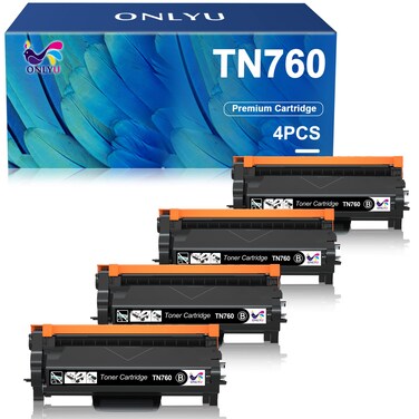 ONLYU TN760 Toner Cartridge High Yield Replacement Compatible for Brother TN-760 TN 760 TN-730 TN730 Printer MFC-L2710DW MFC-L2750DW HL-L2350DW HL-L2395DW DCP-L2550DW (4-Black), 0.23