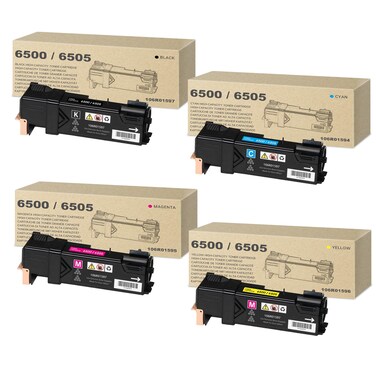 Phaser 6500 / WorkCentre 6505 High Capacity Toner Cartridge Set Replacement for Xerox 106R01597 106R01594 106R01595 106R01596 Toner Cartridge for Phaser 6500 WorkCentre 6505 Printer, 4 Pack