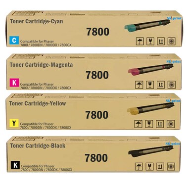 Phaser 7800 Toner Cartridge Set Black Cyan Magenta Yellow Replacement for Xerox Phaser 7800 7800DN 7800DX 7800GX Printer.4-Pack 106R01569 106R01566 106R01567 106R01568