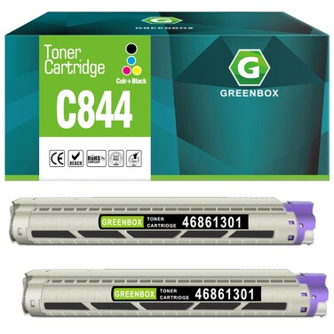 GREENBOX Compatible C844 High Yield Toner Cartridge for OKI 46861304 for C844 C844dnw Printer (Black, 2-Pack