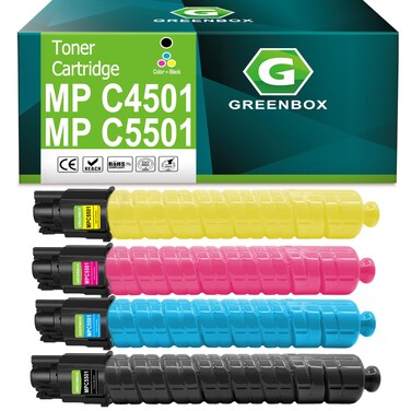 GREENBOX MP C4501 MP C5501 Toner Cartridge Replacement for Ricoh 841582 841585 841584 841583 Aficio MP C4501 C5501 Lanier LD645C LD655C Savin C9145 C9155 Printer (KCMY, 4 Pack)