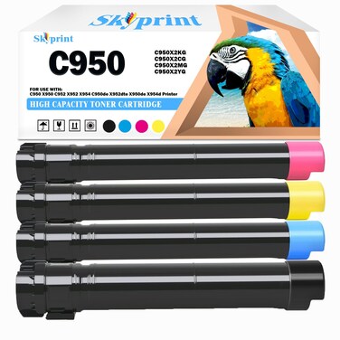 SkyPrint C950X2KG C950X2CG C950X2MG C950X2YG Toner Cartridge Replacement for C950 X950 C952 X952 X954 C950de X952dte X950de X954dhe Printers 32,000 Pages