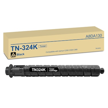TN324 TN-324 TN324K A8DA130 Black Toner Cartridge 1-Pack Replacement for Konica Minolta TN-324 TN324K (A8DA130) Toner Cartridge for Bizhub C258 C308 C368 Printer Cartridge (28,000 High Page Yield)